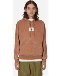 Nike - Essentials Washed Fleece Hooded Sweatshirt Brown - Lyst