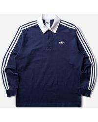 adidas - 3-Stripes Rugby Longsleeve Polo Night - Lyst