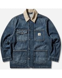 Carhartt - Men S Warren Chore Coat Blue / Dusty H Brown (dark Used) - Lyst