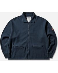 Cav Empt - Men S Dbl Knit Collared Zip Up Sweatshirt Navy - Lyst