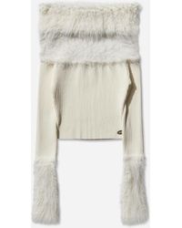 Jean Paul Gaultier - Women S Off-shoulder Hairy Sweater Ecru - Lyst
