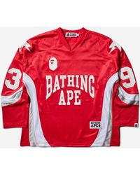 A Bathing Ape - Men S Line Camo Jacquard Logo Relaxed Fit Ice Hockey Jersey - Lyst
