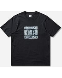 C.P. Company - Men S 30/1 Jersey Logo T-shirt Total Eclipse - Lyst