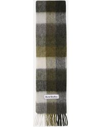 Acne Studios - Mohair Checked Scarf Taupe / Green / Black - Lyst