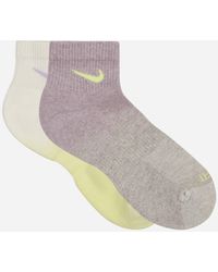 Nike - Everyday Plus Cushioned Ankle Socks Yellow / Purple / Cream - Lyst