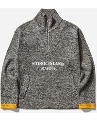 Stone Island - S Marina Rubberised Effect Half Zip Jumper Ivory - Lyst
