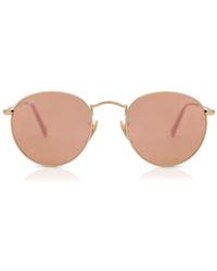 Ray-Ban - Rb3447n Round Flat Lenses 001/z2 Gold - Lyst