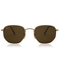 Ray-Ban - Rb3548n Hexagonal Metal Flat Lenses Polarized 001/57 Sunglasses - Lyst