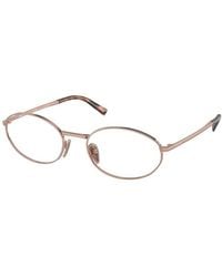 Prada - Pr A57V Zvf1O1 Optical Frames Metal Transparent Round Normal - Lyst