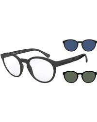 Emporio Armani - Ea4152f Low Bridge Fit Prescription Eyewear Frames With Two Interchangeable Sun Clip-ons Round - Lyst