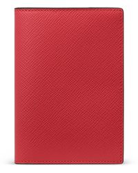 Smythson Passport Cover In Panama - Red