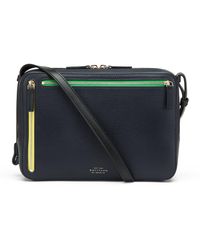 smythson navy & black shoulder bag