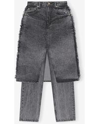 Ganni - Snow Washed Denim Skirt Jeans - Lyst