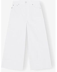 Ganni - White Denim Cropped Jeans - Lyst