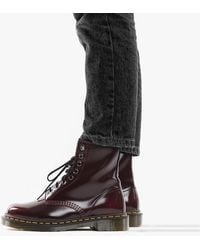 dr martens vegan 146 red chrome flat ankle boots