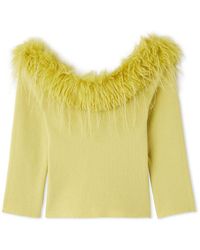 SNIDEL - Décolleté Faux Fur Knit Pullover - Lyst