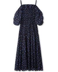 SNIDEL - Off-Shoulder Smocked Puff Sleeve Maxi Dress - Lyst