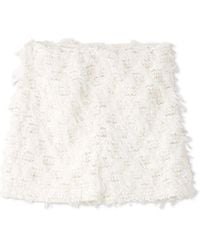 SNIDEL - Textured Tulle Fringe High Waist Shorts - Lyst