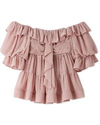 SNIDEL - Off-Shoulder Tiered Ruffle Blouse - Lyst