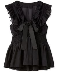 SNIDEL - Sheer Peplum Ribbon Blouse - Lyst