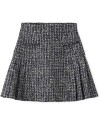 SNIDEL - Side Pleated Tweed Mini Skirt - Lyst
