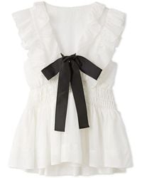 SNIDEL - Sheer Peplum Ribbon Blouse - Lyst