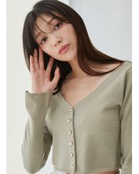 SNIDEL - Metal Button Cropped Cardigan - Lyst