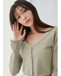 SNIDEL - Metal Button Cropped Cardigan - Lyst
