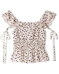 SNIDEL - Sustainable Fruit Print Shirred Blouse - Lyst