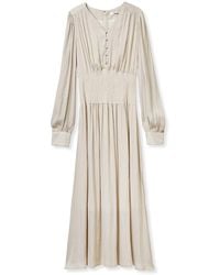 SNIDEL - Long Sleeve Smocked Waist Midi Dress - Lyst