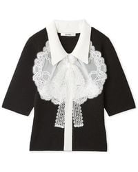 SNIDEL - Embroidered Collar Docking Knit Top - Lyst
