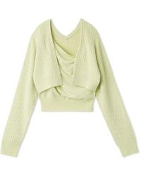 SNIDEL - 2-In-1 Soft Knit Twin Set With Cropped Cardigan - Lyst