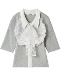 SNIDEL - Embroidered Collar Docking Knit Top - Lyst