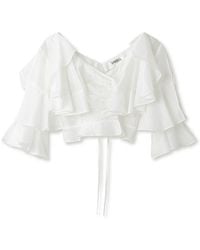 SNIDEL - Tiered Ruffles Crop Blouse - Lyst