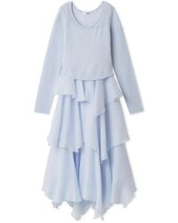 SNIDEL - Sheer Asymmetric Hem Knit Combo Dress - Lyst