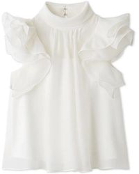 SNIDEL - Organza Ruffle Blouse - Lyst