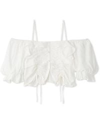 SNIDEL - Varié Romantic Off-Shoulder Ruched Blouse - Lyst