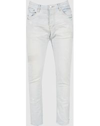 Purple Cream Sprayed Denim Jeans - White
