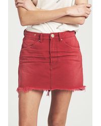 One Teaspoon Vanguard Mid Rise Skirt In Red Envy