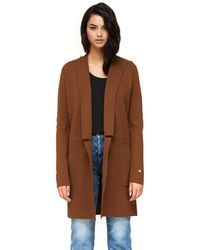 SOIA & KYO Benela Straight-fit Mid-length Coatigan In Autumn - Brown