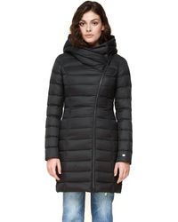 SOIA & KYO Karelle Lightweight Down Coat With Asymmetrical Closure In Black