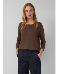 S.oliver - T-Shirt mit Flammgarnstruktur und Rollkante - Lyst