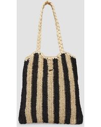 S.oliver - Gestreifte Raffia-Tasche mit geflochtenem Henkel - Lyst