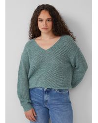 QS - Melierter Pullover mit überschnittener Schulter - Lyst