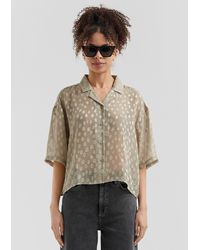 QS - Verkürzte leicht transparente Bluse - Lyst