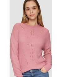QS - Flauschiger Strickpullover mit Ajourmuster - Lyst