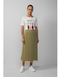 S.oliver - Langer Rock mit plissiertem Mesh und Jerseyfutter - Lyst