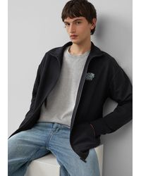 QS - Sweatshirt-Jacke mit Stehkragen und Frontprint - Lyst