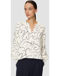 S.oliver - Viskosebluse mit All-over-Print und Smok-Detail am Ärmel - Lyst