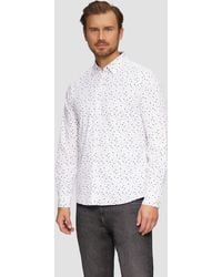 S.oliver - Slim Fit: Gemustertes Popeline-Hemd mit Kentkragen - Lyst